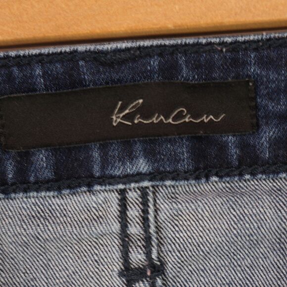 KanCan Dark Wash Heavily Distressed High Rise Ankle Skinny Raw Hem Jeans 26 - Picture 3 of 4